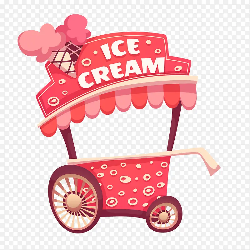 卡通冰淇淋贩卖车矢量图