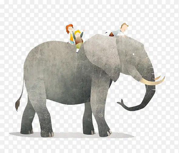 骑在大象身上的孩子