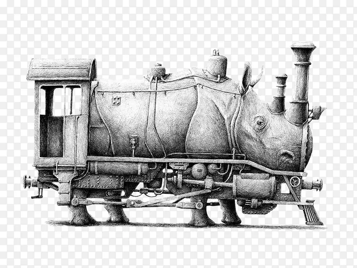 犀牛机车-创意插画