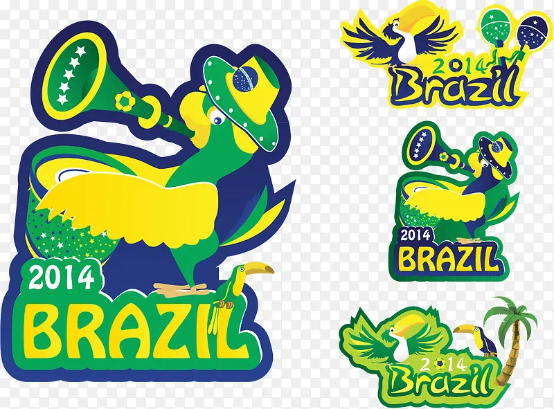 巴西世界杯动漫形象矢量图