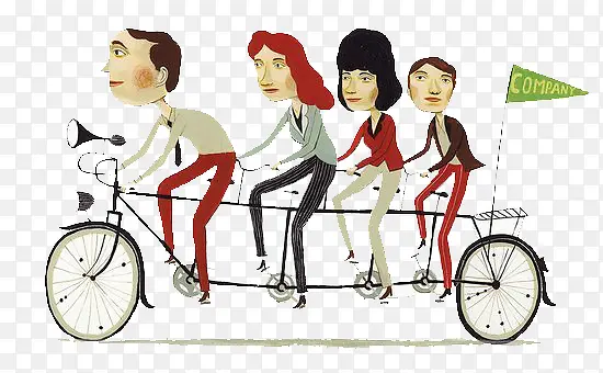 骑着自行车的四人