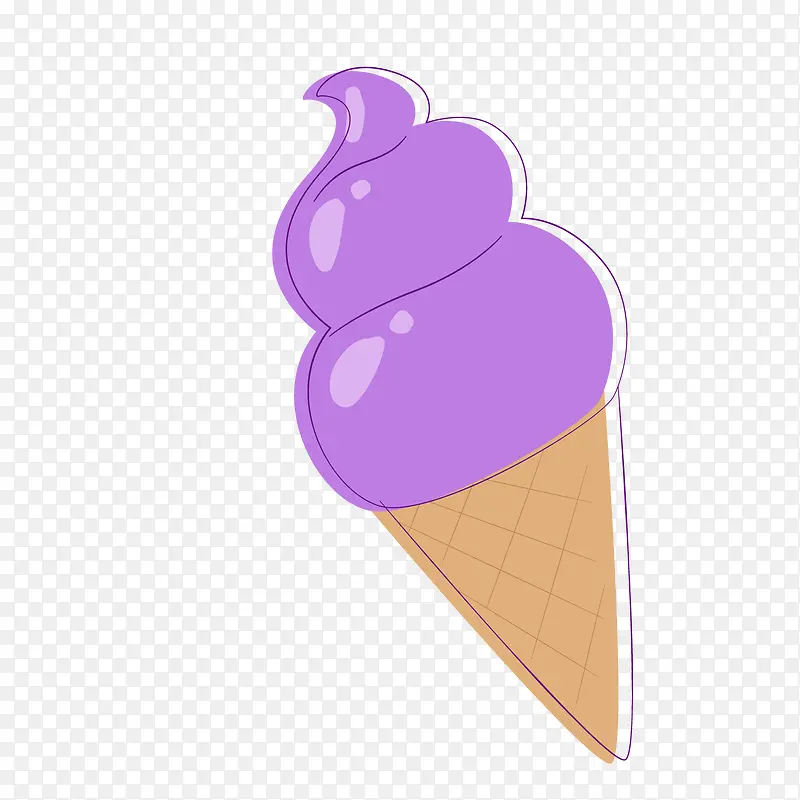 紫色卡通冰淇淋矢量图