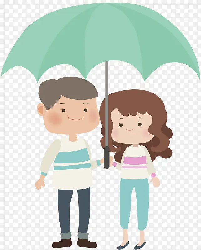 共同撑一把伞的情侣