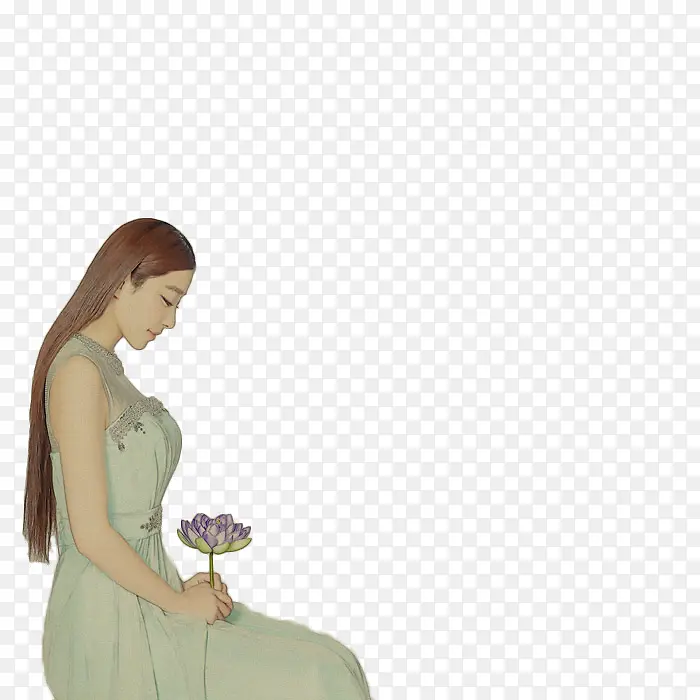 复古拿莲花的美女