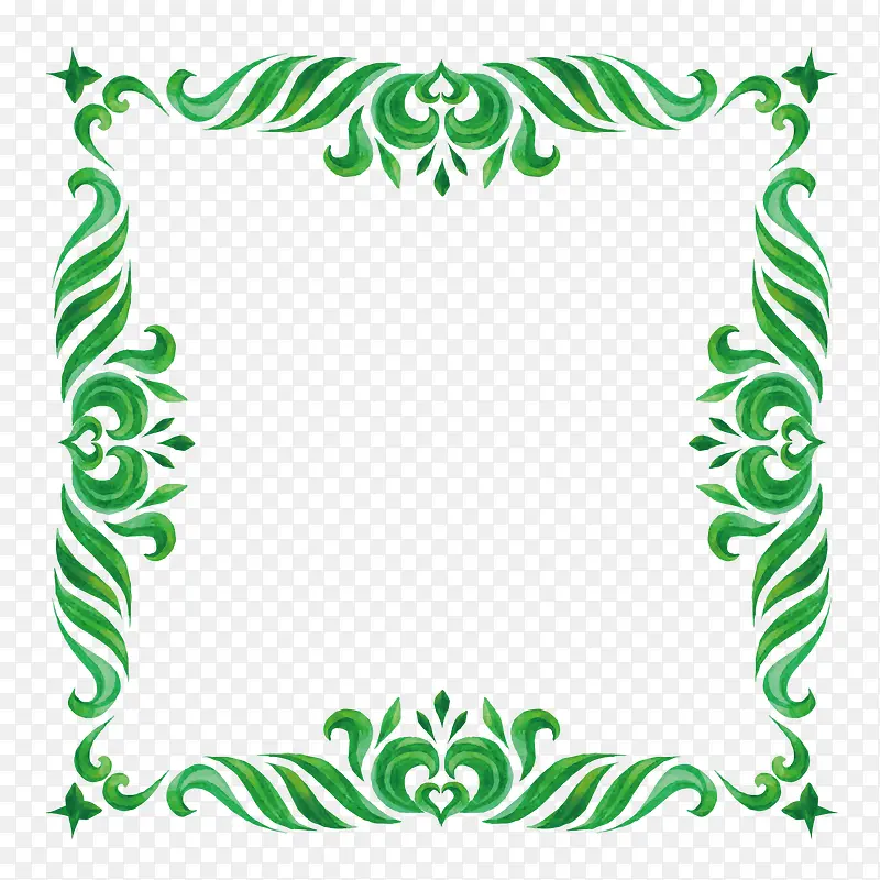 绿色的花纹镜框边框