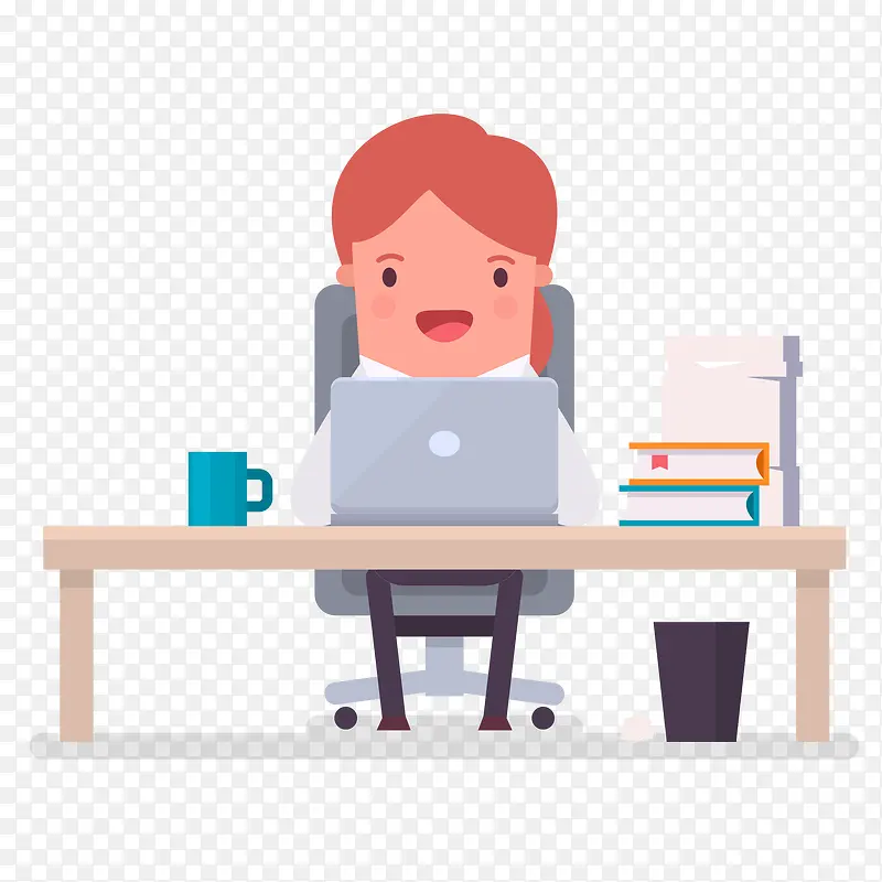 矢量手绘认真上班上班族PNG图片素材下载_图片编号qenklmxy-免抠素材网