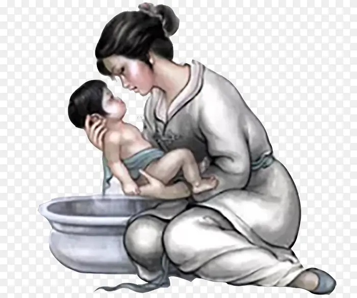 中国风慈母与孩子