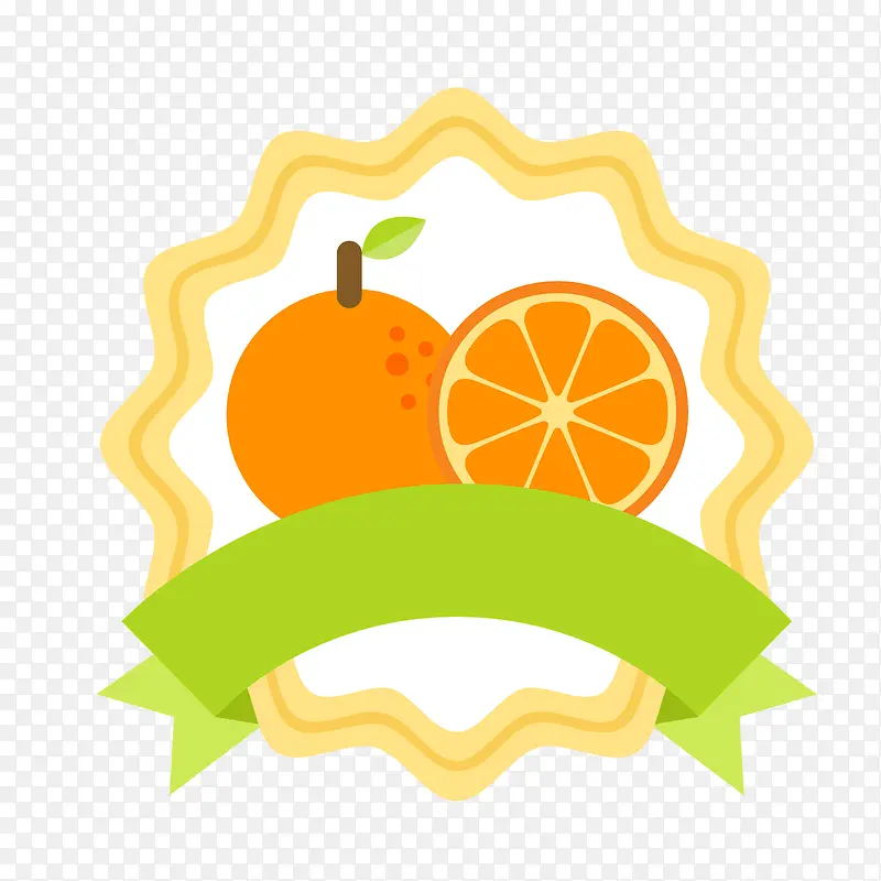 卡通橙子水果标签