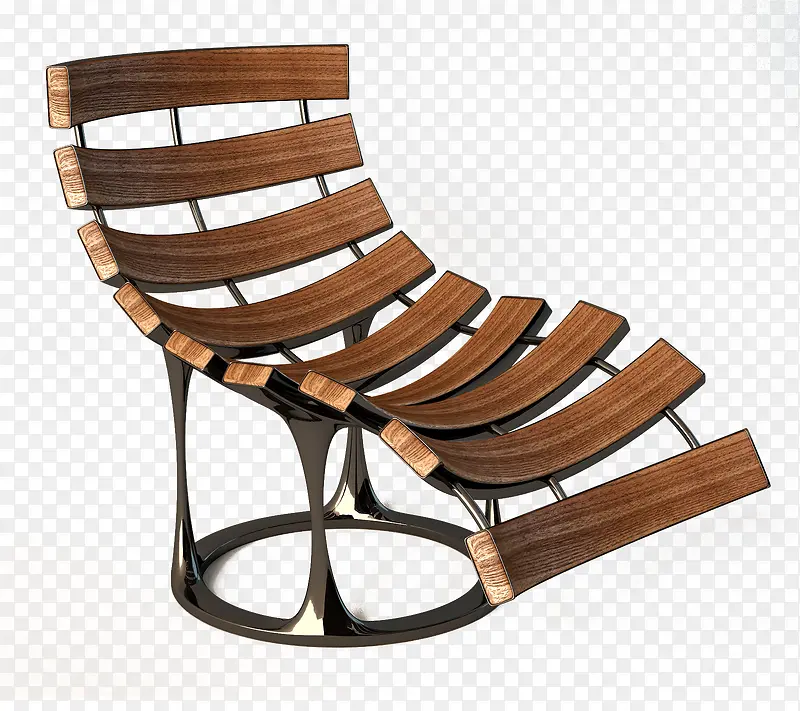 棕色实木躺椅