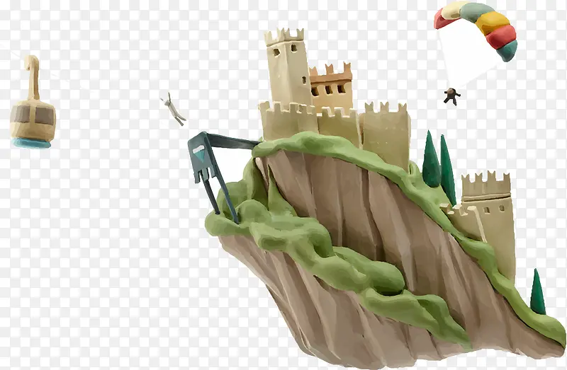 城堡上空的滑翔伞