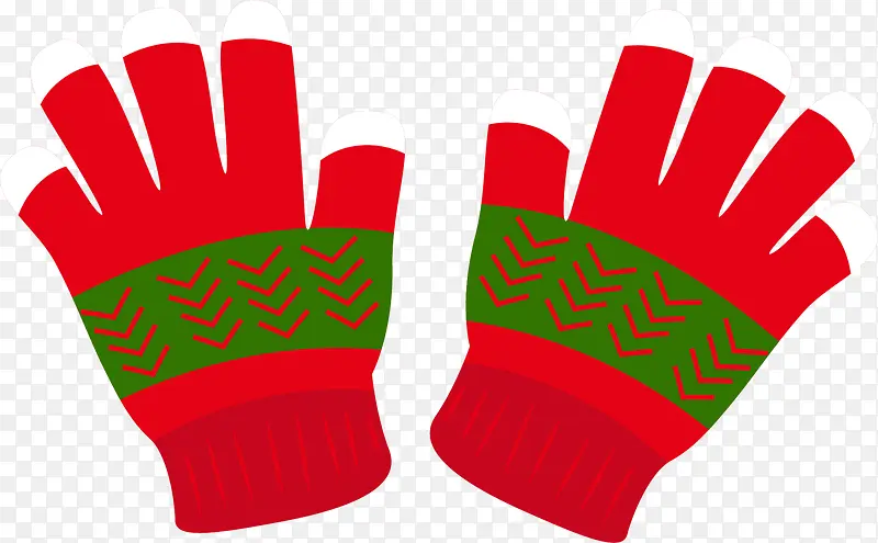 冬季红色露手指手套