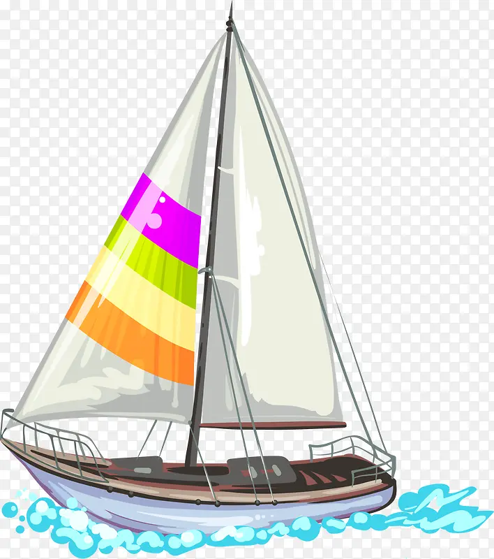 米色卡通帆船