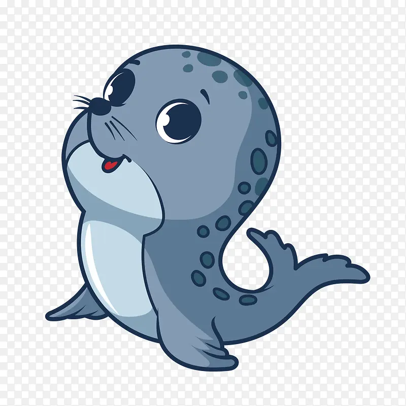蓝色卡通可爱的海豹