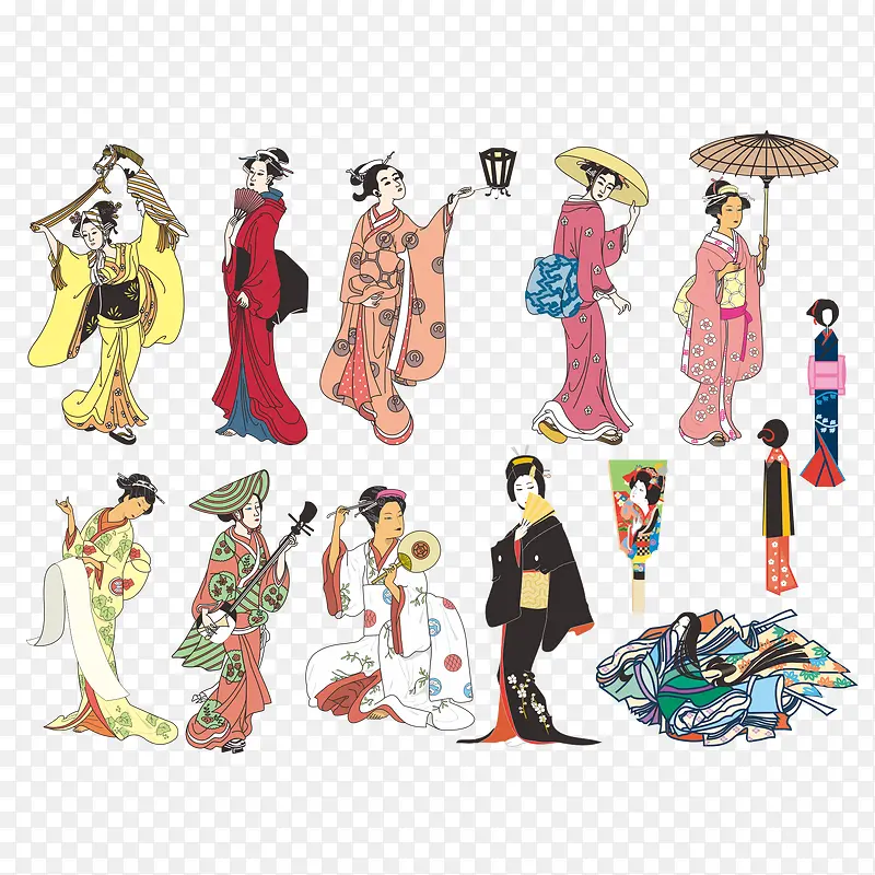 传统日本女人矢量图