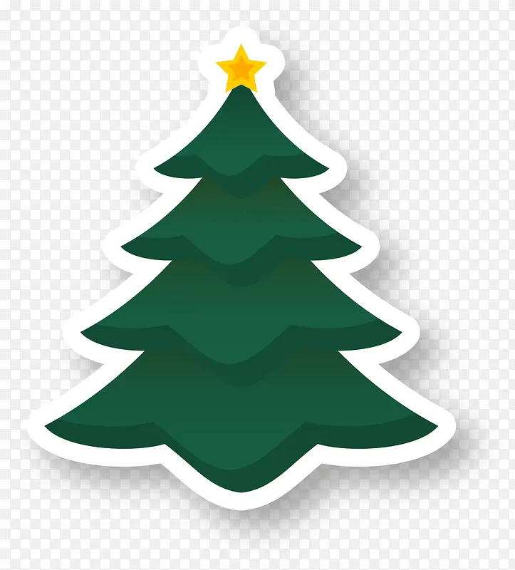 绿色圣诞树贴纸标签