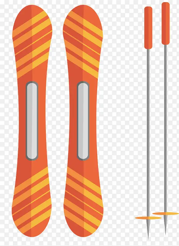 橘色条纹滑雪工具