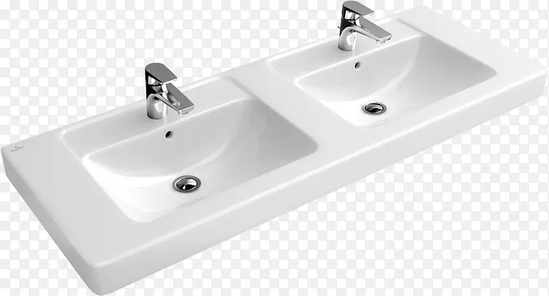 两个白色洗手池装饰