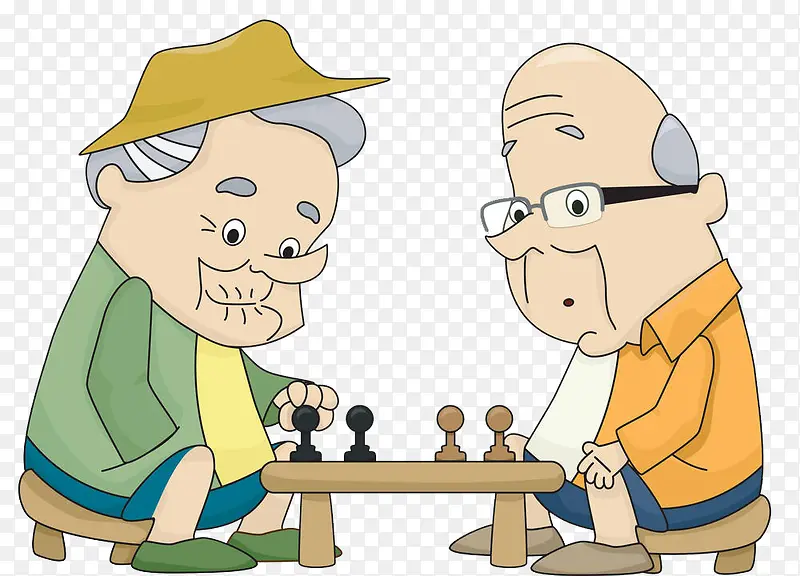 下棋的两个老爷爷