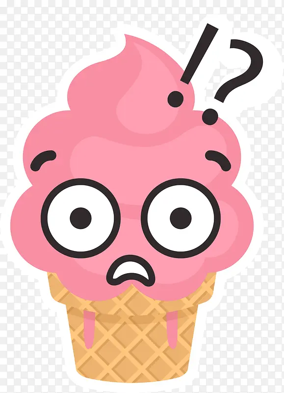 粉色冰激凌疑问表情