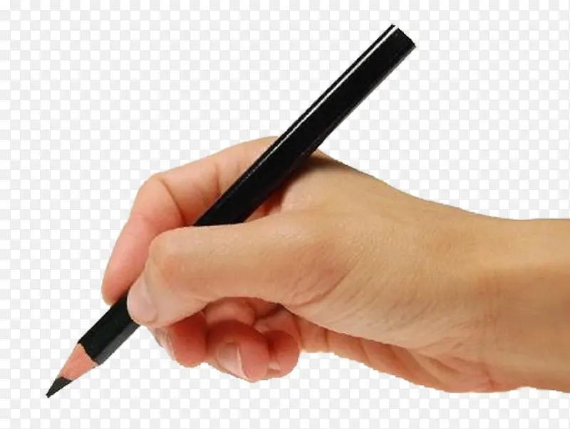 手握黑色铅笔书写