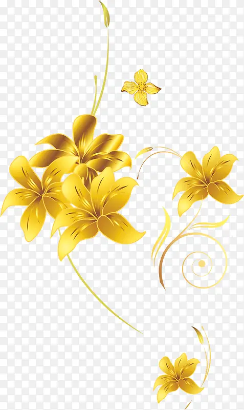 金黄色立体海报花朵