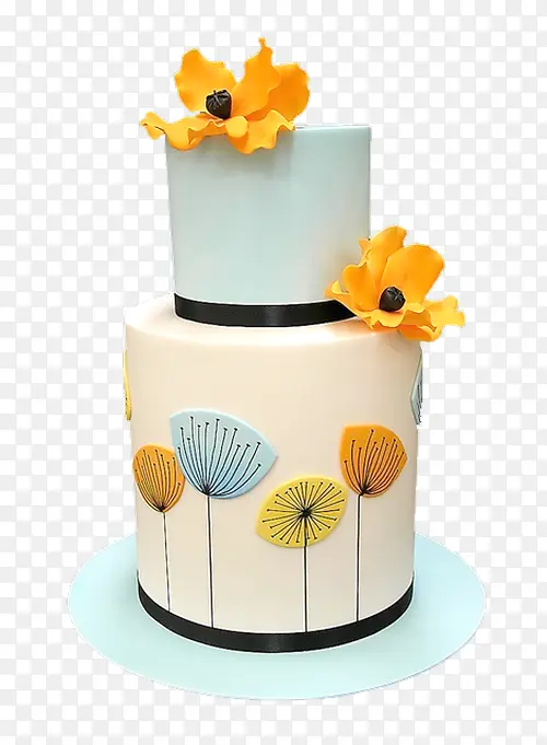 创意黄色花朵蛋糕素材