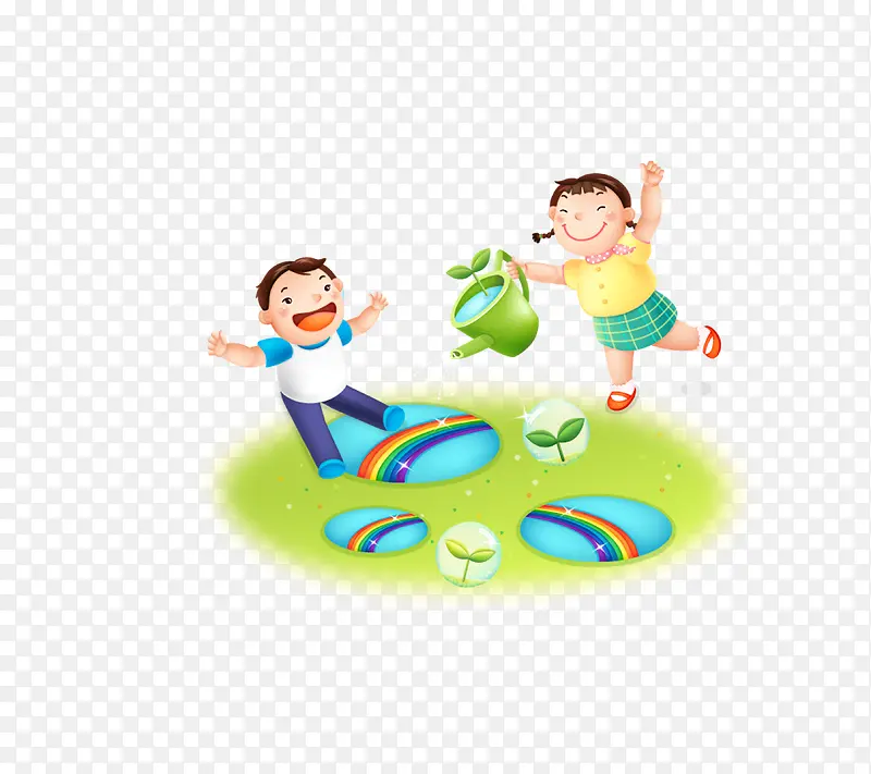 小孩子郊游卡通人物元素