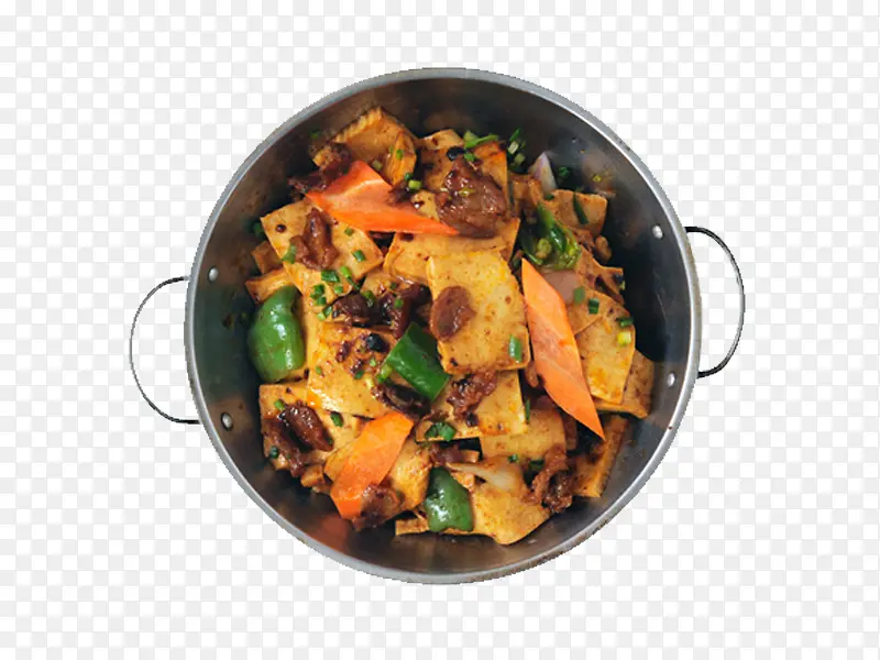 锅里的食物炒菜豆腐