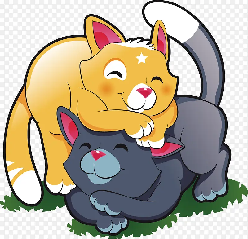 矢量图可爱的情侣猫咪