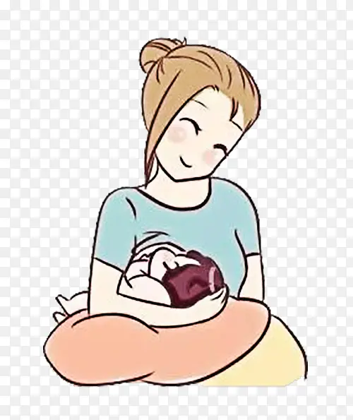 卡通母乳喂养婴儿漫画PNG