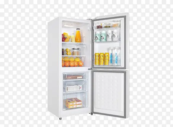 灰色冰箱和食物
