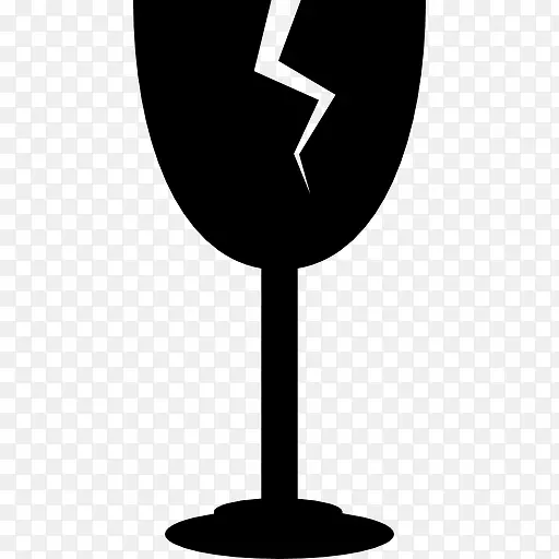 葡萄酒玻璃裂纹轮廓图标