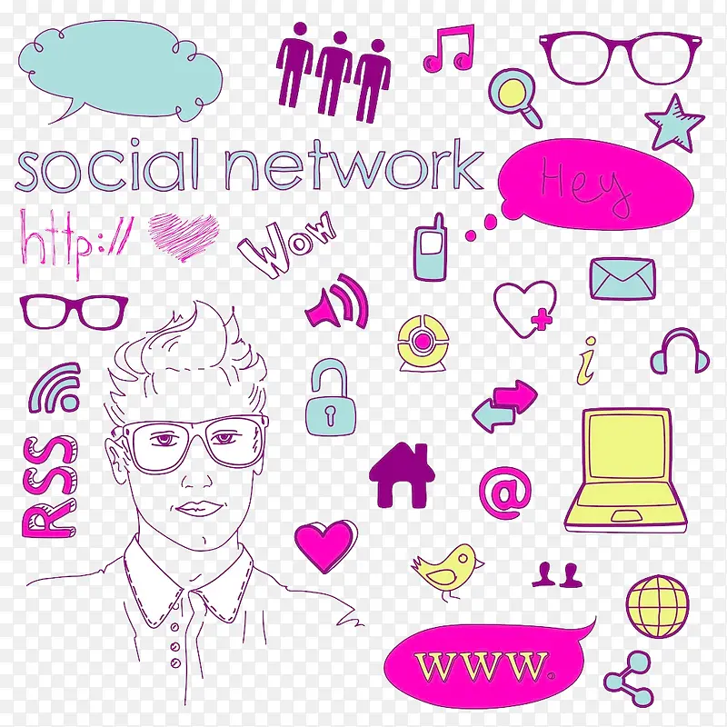 社会媒体连接的涂鸦