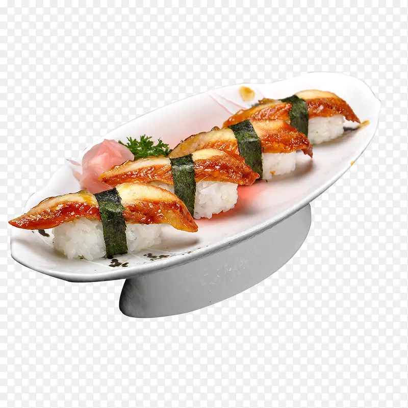 白色盘子鳗鱼寿司餐饮食品