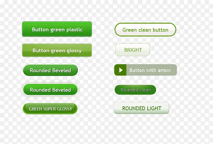 绿色类型按钮PSD素材