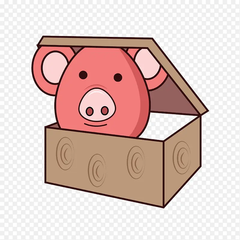 躲在箱子里的小猪粉色卡通