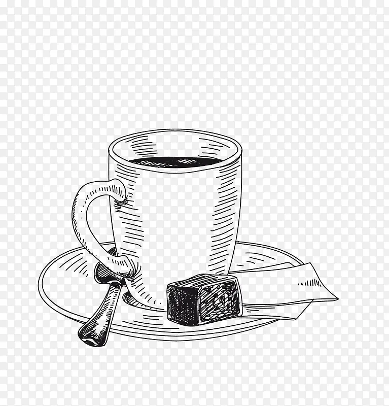 卡通简约简笔画黑白插画小清新