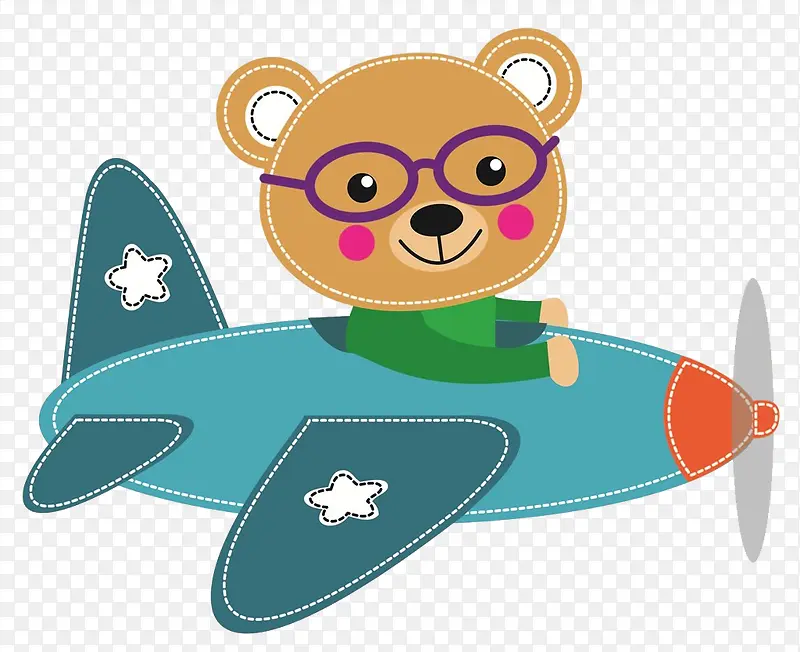 卡通开飞机的小熊免抠图