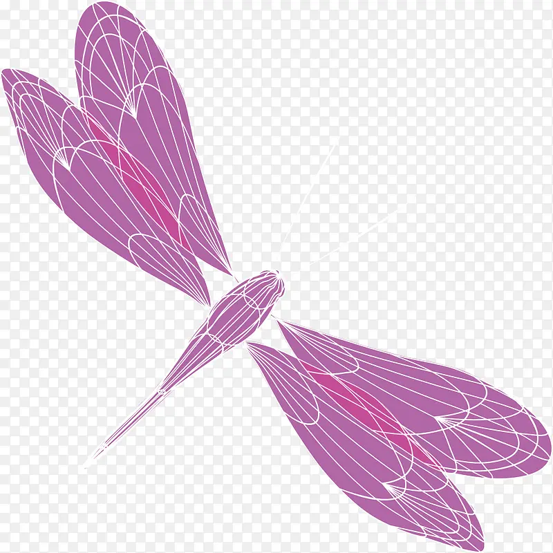 卡通紫色蜻蜓矢量png