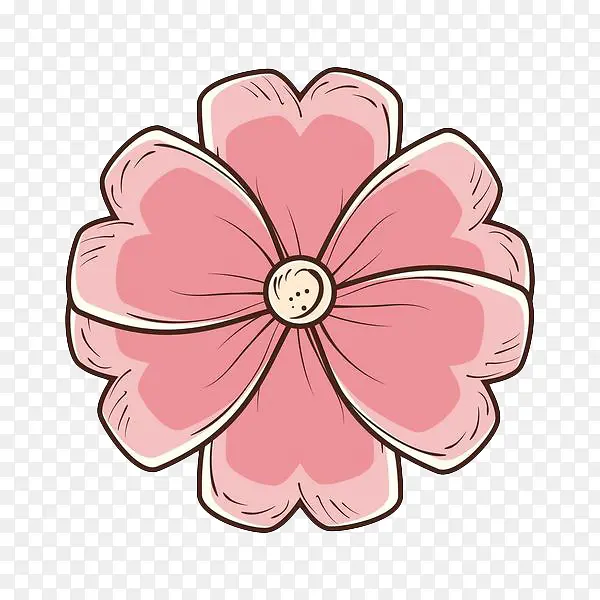 简约手绘粉色花卉