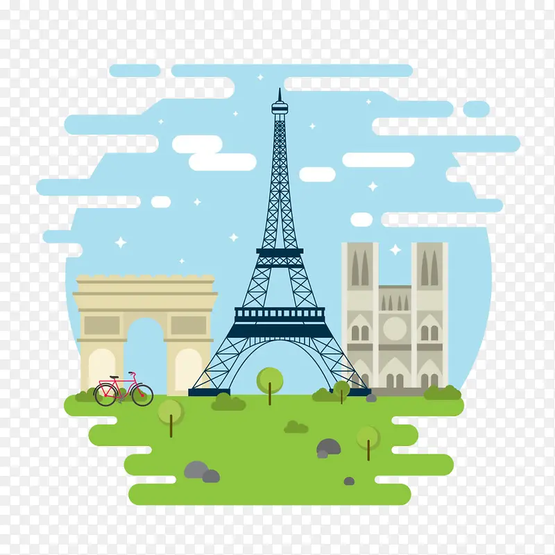 卡通巴黎铁塔建筑素材