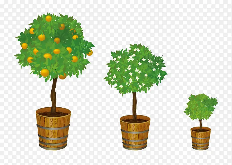 卡通盆栽树木