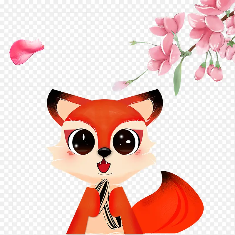 花朵下的狐狸