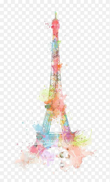 炫彩手绘巴黎铁塔