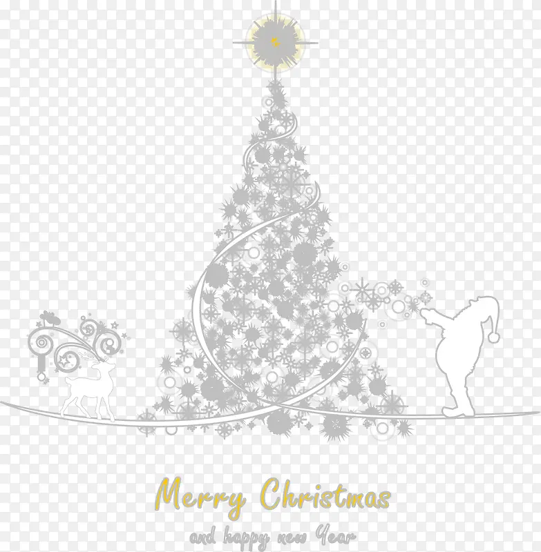 手绘银色圣诞树元素图案
