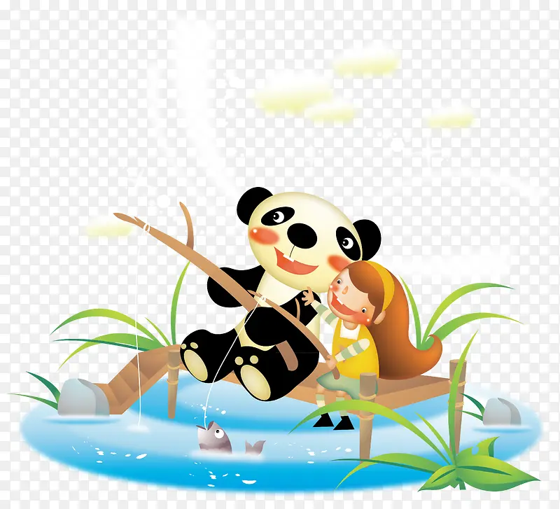 小熊猫钓鱼