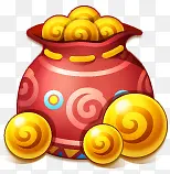 卡通钱币黄金 钱袋