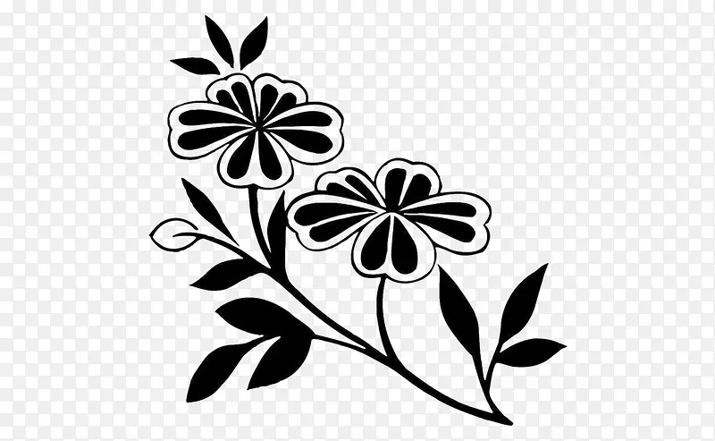 黑色素描花朵