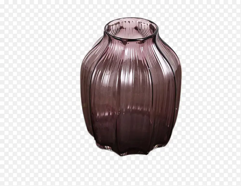 烟紫色竖条纹透明玻璃花瓶