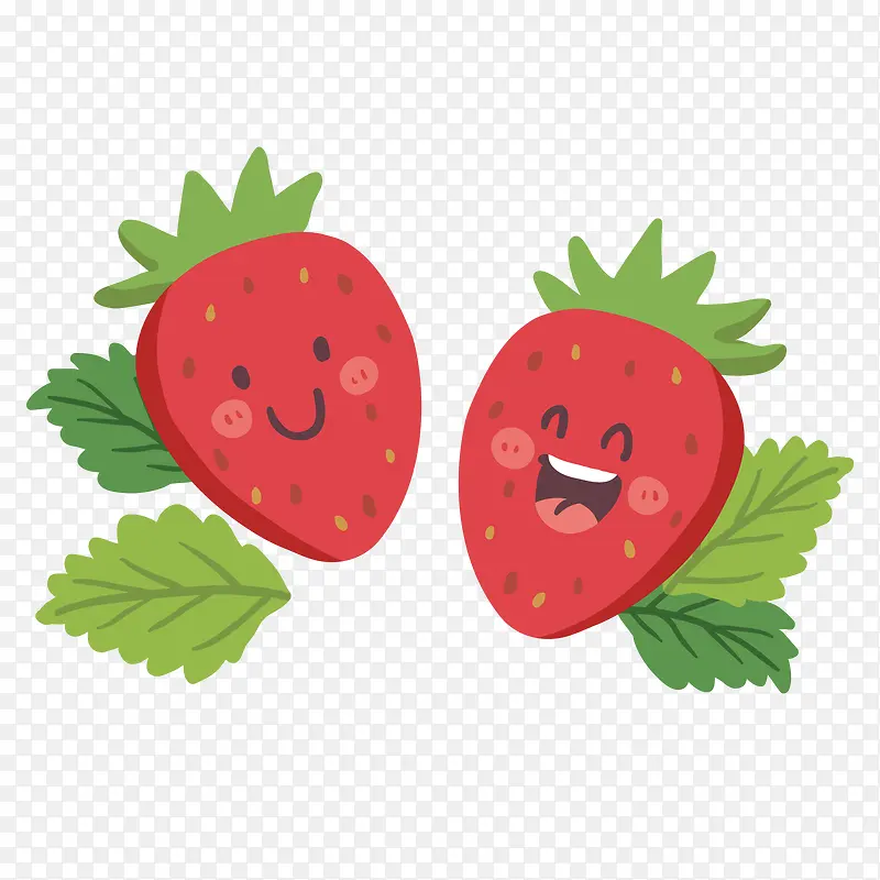 卡通微笑的草莓矢量图